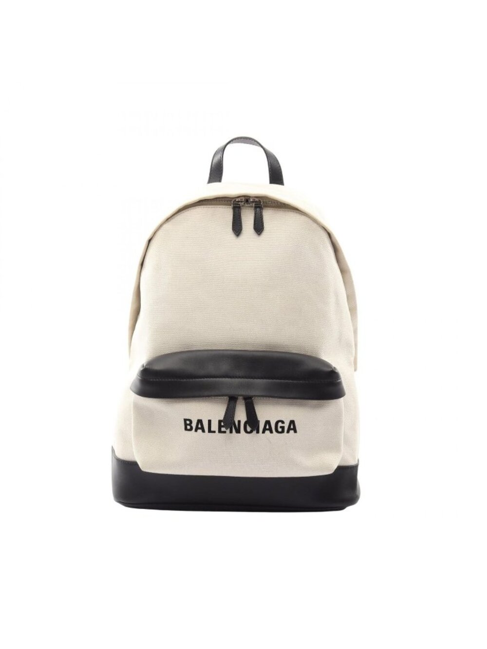 Balenciaga Backpack Navy Ivory Black Canvas Leather Logo